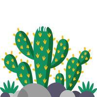 Flat Style Cactus Art on White Background. vector