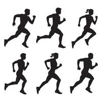 Running Silhouette Grid on White Background. vector