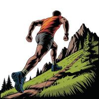 Rear View Trail Running. vector