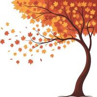 Minimalist Fall Tree Design on White Background. vector
