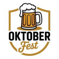 Clean Oktoberfest Badge with Beer Mug Icon. vector