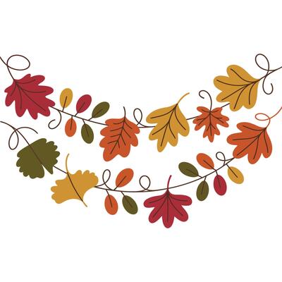 Hand-Drawn Fall Leaf Garland.