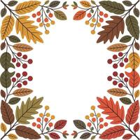 Autumn leaves and berries frame for your text vector