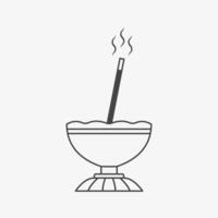 Incense holder with stick. Aromatherapy line icon vector