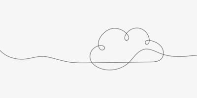 Cloud one thin line. Contour shape. Abstract background vector
