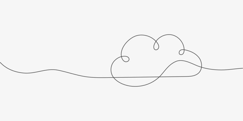 Cloud one thin line. Contour shape. Abstract background