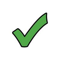 Check mark icon a green check mark icon symbolizing approval, a hand-drawn tick sign within a circular shape, a flat checkmark design in illustration, representing a correct vote vector