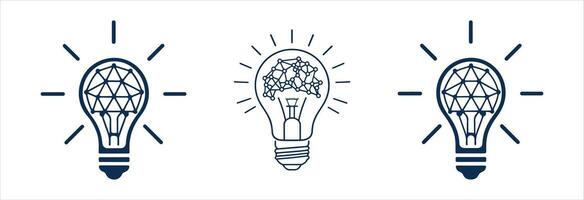 Minimalist AI Light Bulb Line Art on White Background vector