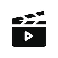 Illustration of a movie clapperboard icon, representing film. vector
