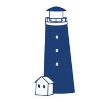 Simple line drawing of a lighthouse, silhouetted on a white background. vector