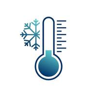 Cold temperature icon, thermometer with snowflakes illustration on white background. snowy winter wether forecast.eps vector
