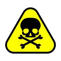 toxic danger sign, skull and crossbones sign, yellow triangle frame vector