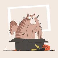 The Cat, the Box, and the Plants Demise. A Comedy of Errors in Feline Style. vector