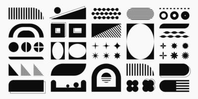 Bold brutal shapes and forms, set of retro stickers and geometric design elements. abstract art, vintage figures and flat decorations. vector