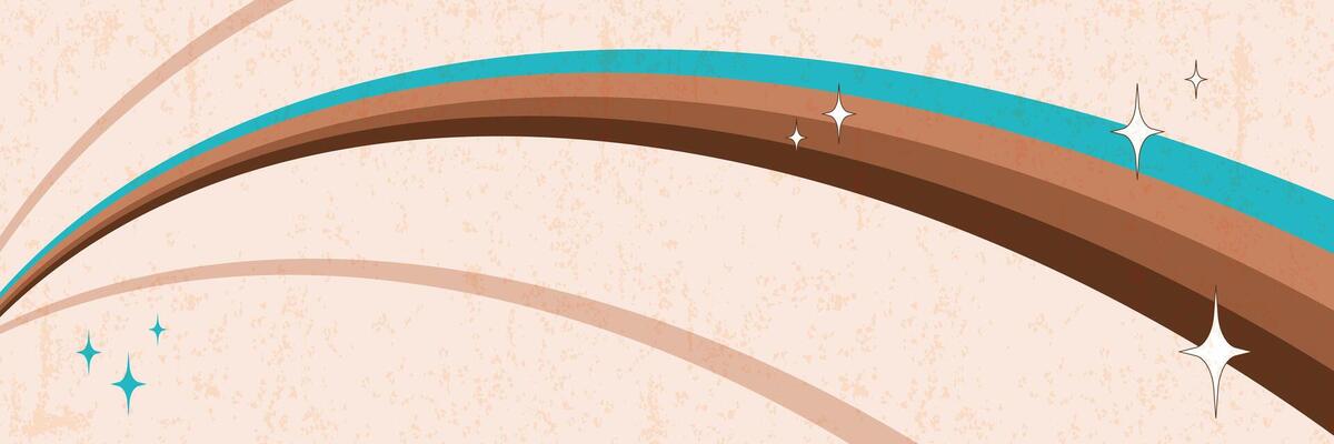 Retro background with stripes, blinks and scuffed texture. Dynamic rainbow, abstract curve. illustration.