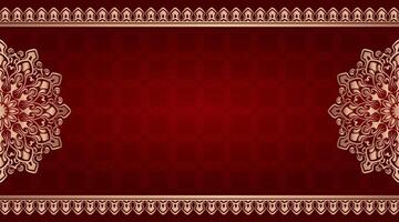 simple red background with mandala and gold border vector