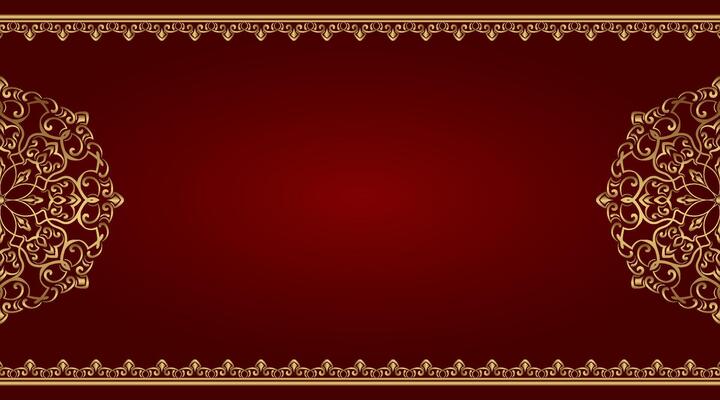 simple red background with mandala ornament and gold border