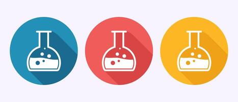 Lab flask icon design, chemical flask symbol in shadow button design vector