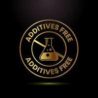 Additives free icon illustration. No additives label badge in gold color style vector