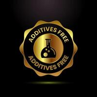 Additives free icon design. No additives badge in gold color style vector