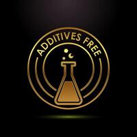 Additives free icon design illustration. No additives badge in gold color style vector