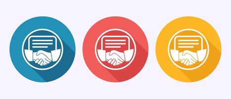 Agreement icon, Agreement sign symbol in shadow button design vector