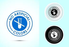 No artificial colors icon illustration, Artificial color free badge label in color, black and white vector