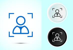 Face recognition icon design, Face scanning sign, biometric icon in color, black and white vector