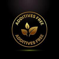 Additives free icon design. No additives label in gold color style vector