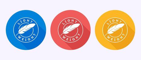 Light weight icon design. Feather icon, Light weight label sign symbol in shadow button design vector