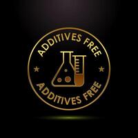Additives free icon illustration. No additives label in gold color style vector