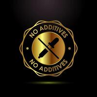 Additives free icon design. No additives label badge in gold color style vector