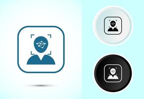 Face recognition icon design illustration, Face scanning symbol, biometric icon in color, black and white vector
