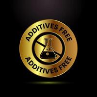 Additives free icon. No additives label badge in gold color style vector
