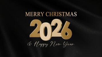 Happy new year 2026. 3D Festive design with golden number on a background of black fabric. Luxury design for Christmas and New Year banners, flyers. vector