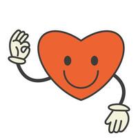 Groove red retro heart icon with a smile and says everything is fine vector