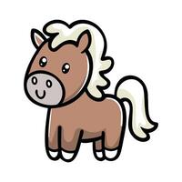 A cute cartoon pony with a light brown body and a white mane and tail. The pony has a friendly expression and is standing on a plain background. vector