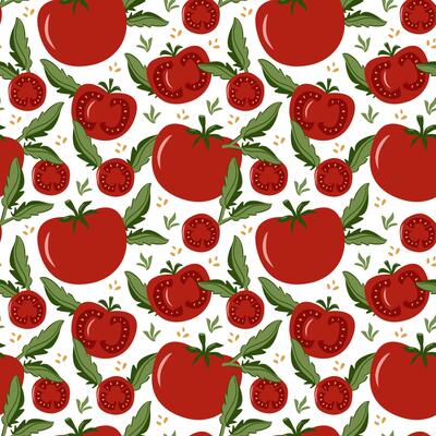 red tomatoes vegetables seamless pattern decoration