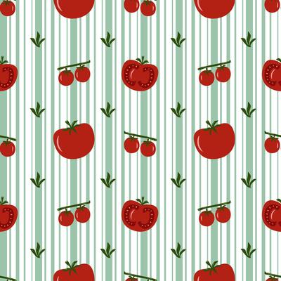 red tomatoes vegetables seamless pattern decoration fresh striped background