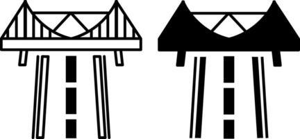 Structure Icons. Black and White Illustration. Bridge Over Highway. Construction, Arrangement, Order. Concept Engineering vector