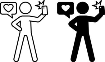 Passion Icons. Black and White Illustrations. Blogger Recording Videos for Social Networks. Like, Blogging. Strong Passion for Creating Content. Influencer Concept vector