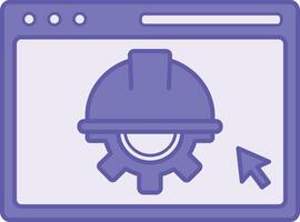 Colored IT Engineering Icon. Illustration. Construction Helmet, Gear, and Application. Development, Implementation, and Support of Information Technology in Industry. Concept Engineering vector