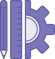 Colored Tools Icon. Illustration. Pencil, Ruler, and Gear. Tools for Creating Infrastructure Drawing. Industry, Construction. Concept Engineering vector