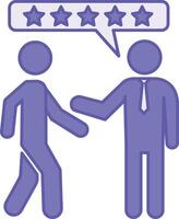 Colored Review Icon. Illustration. Man Gives a Good Recommendation To Another Person. Analysis, Evaluation, Comment, or Discussion About Something. Influencer Concept vector