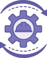 Colored Process Icon. Illustration. Construction Hard Hat and Gear. Organized Set of Sequential Actions Aimed at Achieving a Specific Goal. Engineering Concept vector