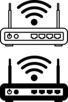 Modem Icons. Black and White Illustration. Device That Helps Computers Access the Internet. Gadget, Technology. Concept Devices vector