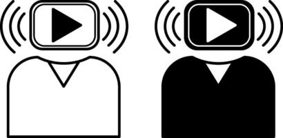 Content Creator Icons. Black and White Illustrations. Person Who Creates Various Digital Materials for Publishing on the Internet. Blogger. Influencer Concept vector