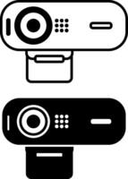 Webcam Icons. Black and White Illustration. Digital TV or Photo Camera Capable of Real-Time Image Capture. Gadget, Technology. Concept Devices vector