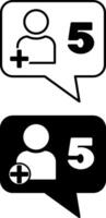 Follower Icons. Black and White Illustrations. User Following Another User on Social Networks. Adding to Friends. Influencer Concept vector