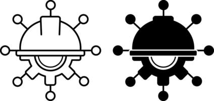 Engineering Icons. Black and White Illustrations. Development of New Technologies and Infrastructure. Inventions, Design, and Creation vector